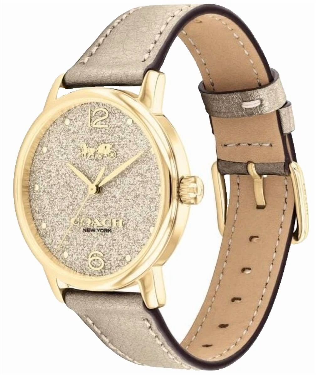 Coach Grand 14504432 Gold Logo Dial Leather Strap 36MM Womens