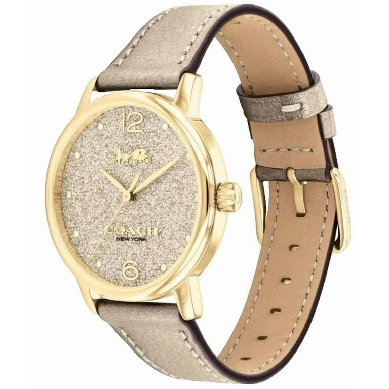 Coach Grand 14504432 Gold Logo Dial Leather Strap 36MM Womens
