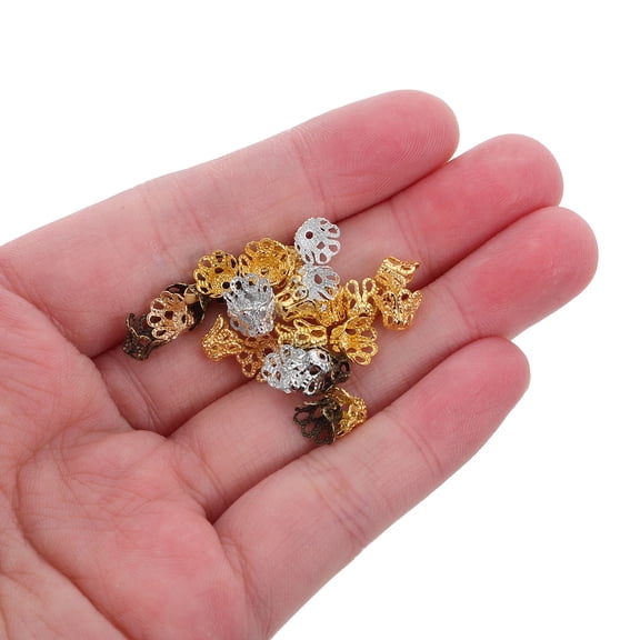 Raindrops Metal Flower Bead Caps in Assorted Colors, Elegant Jewelry Spacer Caps for Craft Making, 500 Pieces Bulk Set
