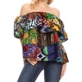 thumbnail image 1 of Sakkas Imani Colorful Wax African Ankara Dutch Off-shoulder Blouse Top Gorgeous - 421-Multi - One Size Regular, 1 of 5