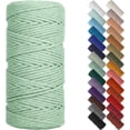 thumbnail image 1 of WWS-Sage Green Macrame Cord 3mm x 109yards, Colored Macrame Rope, 3 Strand Twisted Cotton Rope Macrame Yarn, Colorful Cotton Craft Cord for Wall Hanging, Plant Hangers, Crafts, Knitting, 1 of 4