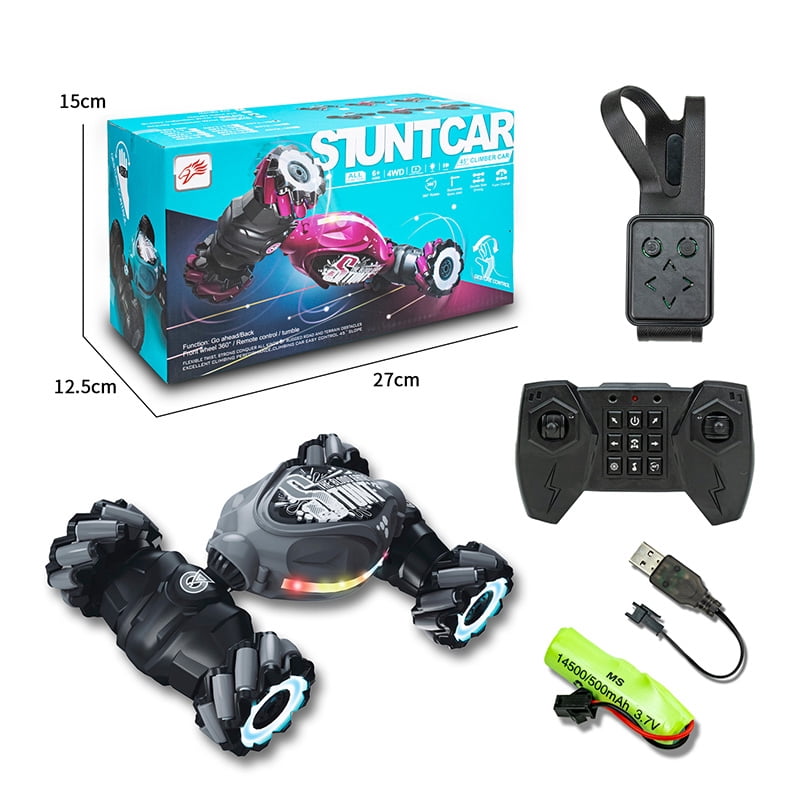Gesture Sensing RC Stunt Car with Light & Music,Gesture Sensing Twist Car,Drift Stunt 2.4GHz Remote Control Cars, 360° Flips Rotating Off Road Vehicle for Kids Gifts (Black)