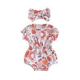 thumbnail image 1 of Coduop Newborn Baby Girls Bodysuit Set Floral Short Sleeve Playsuit Romper,with Headband, 1 of 8