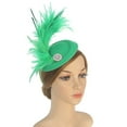 thumbnail image 2 of UJNDER Elegant French Feather Mini Top Hat Hair Accessory for Brides Timeless Bridal Headpiece Fascinator Green, 2 of 3