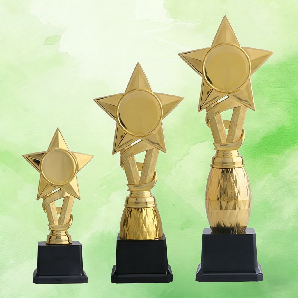 Small Media Large Golden Colored Star Trophies Light weight Star Award Trophies for Winners Of Team Sports