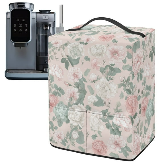 ZIATUBLES Flower Pink Ice Cream Machine Dust Cover, Stain Resistant Polyester Kitchen Countertop Appliance Decor Cover Compatible with Ninja NC501/NC301/NC299amz Model, 15.35" x 9.84" x 18.11"