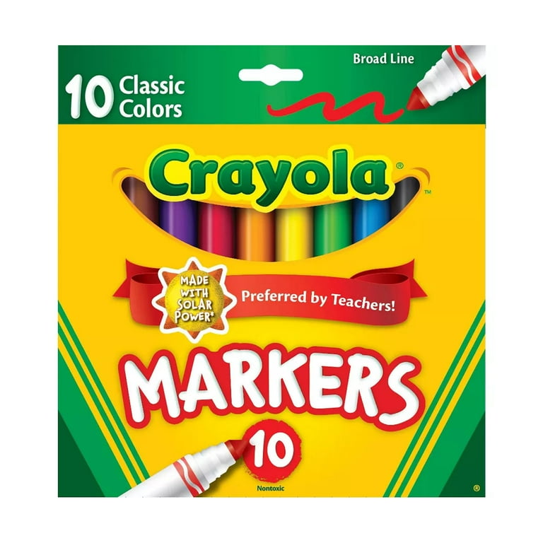 Crayola Broad Line Markers 10 Classic Colors *Made with Solar