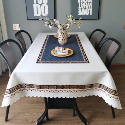 

Homeex Amy Su Cloth Art New Chinese Style Tablecloth Rectangular Waterproof 1White 130x200cm