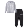 thumbnail image 5 of ZDHoor Boys Girls 2 Pieces Tracksuit Sweatsuit Hooded Pullover Sweatshirt with Sweatpants Jogger Set Gray&Black 3-4, 5 of 6