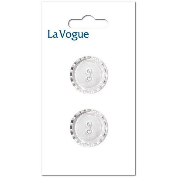 La Vogue 22mm 2-hole button - Clear, La Vogue 22mm