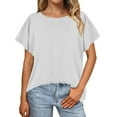thumbnail image 2 of nochalofo White Boat Neck Leisure Graphic Tees for Women, Batwing Sleeve Oversized T Shirt Loose Crew Top, 2 of 6