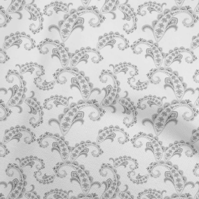 oneOone Georgette Viscose Off White Fabric Asian Paisley Sewing Craft Projects Fabric Prints By Yard 42 Inch Wide