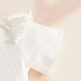 thumbnail image 6 of FINALGANG Baby Girl 3 Piece Outfit Set Ruffle Sleeve Crewneck Bodysuit Bow Embroidered Suspender Skirt Matching Headband Newborn Clothes Set For Daily Wear Classic Outfit, 6 of 8