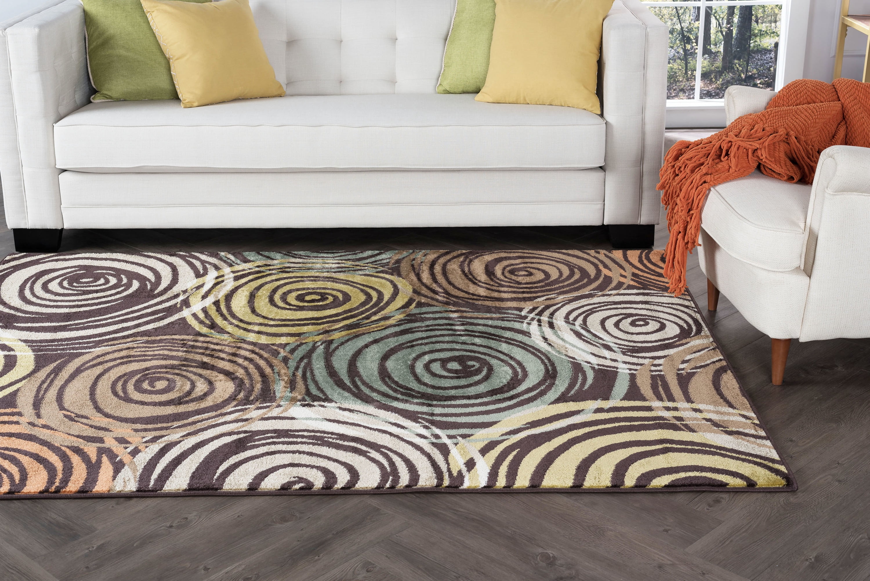 Contemporary 5x8 Area Rug (5'3'' x 7'3'') Abstract Brown, Beige Living Room Easy to Clean