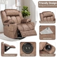 thumbnail image 7 of EPICOZY Swivel Rocker Recliner Chair with Heat and Massage, Manual Glider Rocking Reclining Chair, 360° Swivel Overstuffed Lounge Chair with 2 Cup Holders, Side Pockets & USB Ports, Fabric Brown, 7 of 7