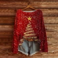thumbnail image 2 of yardsong 2025 Long Sleeve Womens Christmas Sweater - Boat Neck Imitation Knit Boho Xmas Holiday Pullover Wine,XXL, 2 of 4