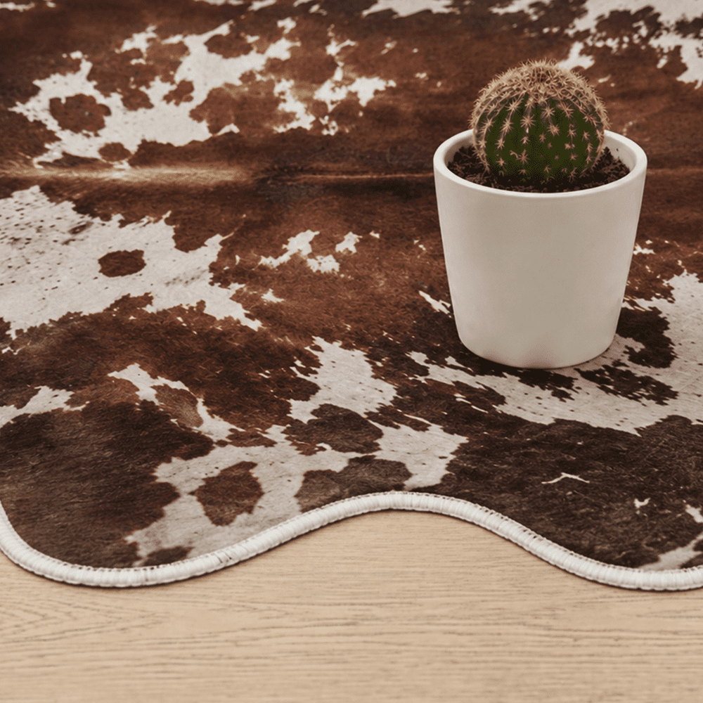 VALOMENE Washable 6' x 8' Cow Print Area Rugs for Living Room Bedroom Animal Print Hide Skin Rustic Western Décor Black and Brown