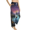 thumbnail image 2 of Uemuo Magical Bees Twilight River Pattern Women's Wide Leg Palazzo Lounge Pants with Pockets Light Weight Loose Comfy Casual Pajama Pants-Small, 2 of 9