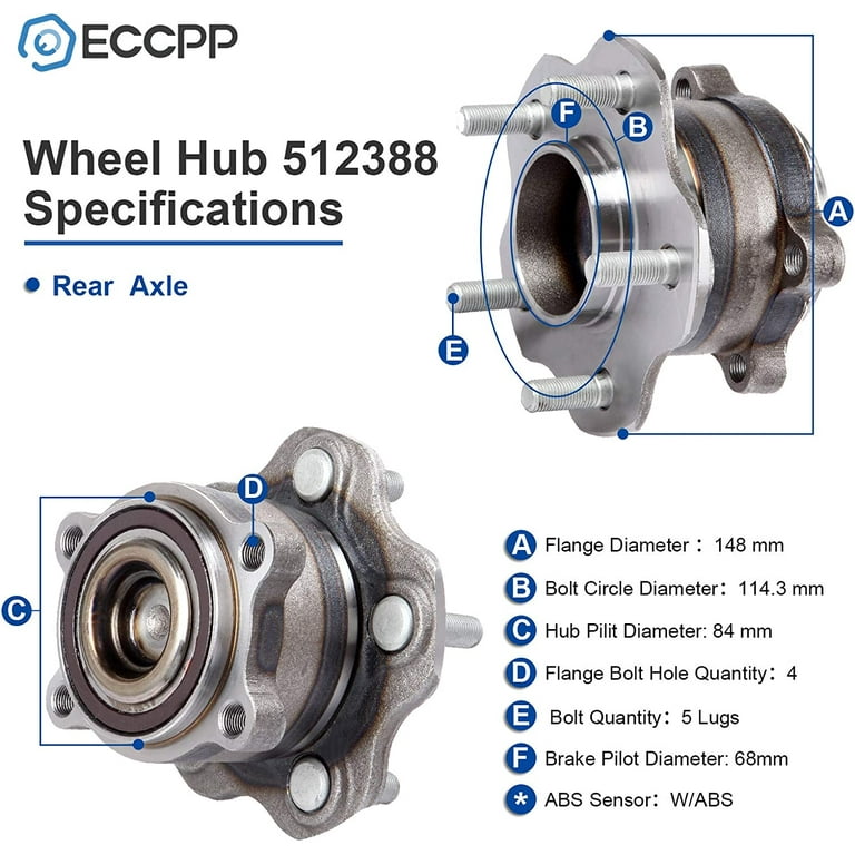 ECCPP Rear Wheel Bearing Hub Assembly, 5 Lugs for Infiniti
