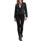 thumbnail image 2 of Chaqueta de mezclilla elástica para mujer INSPIRE CHIC con solapa, un botón y mangas largas, color negro, 2 of 6