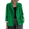 thumbnail image 2 of Blazers For Women Business Casual Ndbuld Women Winter Lapel Buttons Are Oversized Fashionable Loose Comfortable Casual Corduroy Suit Long Sleeved Suit Jacket Green,XL, 2 of 6