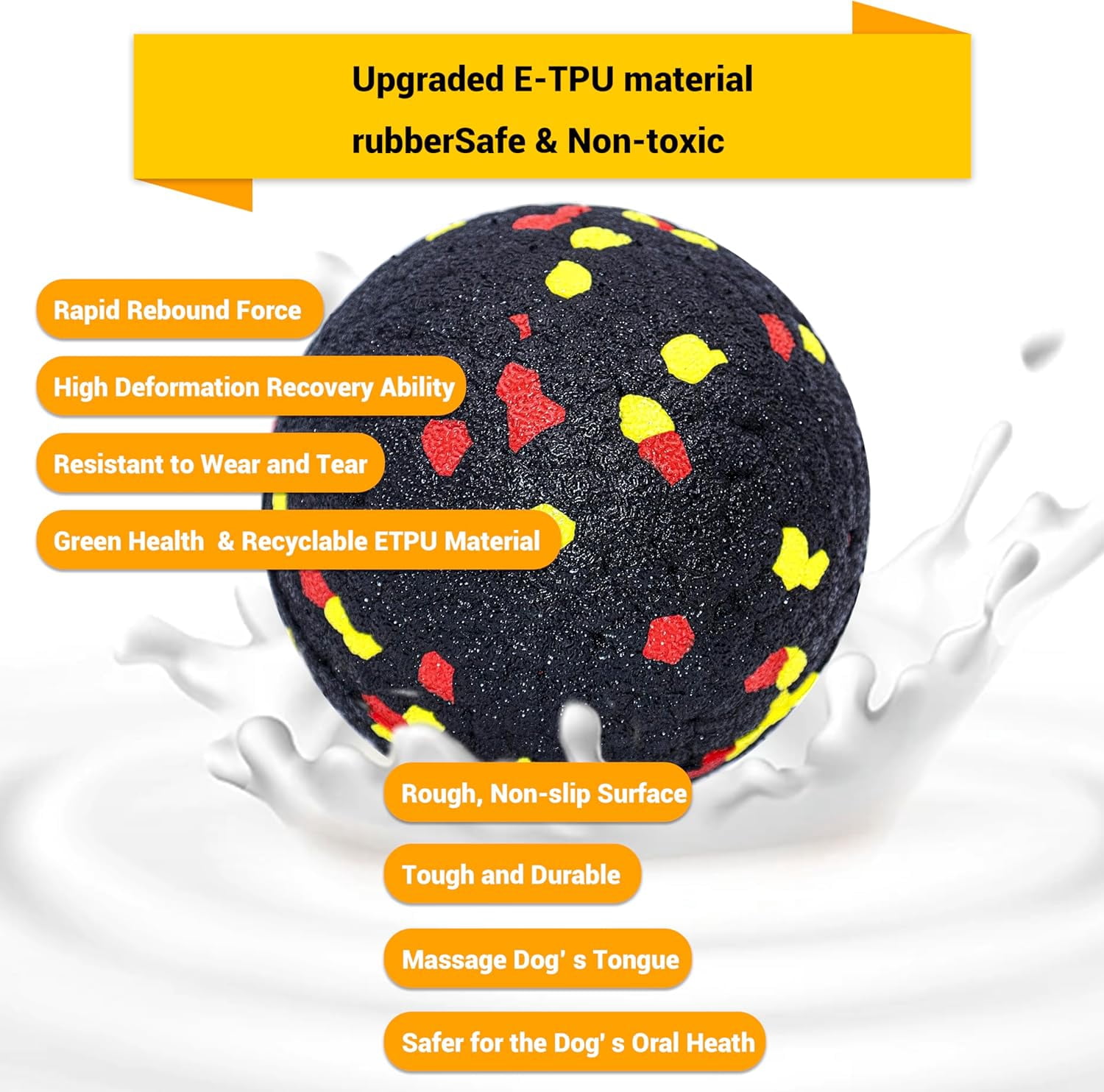 Dog Balls Toys for Aggressive Chewers, Indestructible Durable Bouncy Floating Balls for Dogs to Fetch, Durable Solid Rubber Ball for Training Dog(2 Pack) Toy Ball-BlackPack of 2),Small