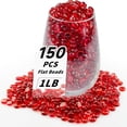 thumbnail image 1 of Perles de Verre Plates Rouges 1 LB, 150 Pcs Petits Marbrex en Verre, Mini Galets Plats Ronds pour Remplissage de Vase et Floral, Pierres Décoratives pour Aquarium et Maison, 1 of 6