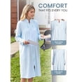 thumbnail image 4 of Casual Nights Women's Jacquard Fleece Zip Front Robe, Long Housecoat with Pockets, Mid-Calf Duster, Terry Poly Lounge Robe, Blue X-Large, 4 of 5