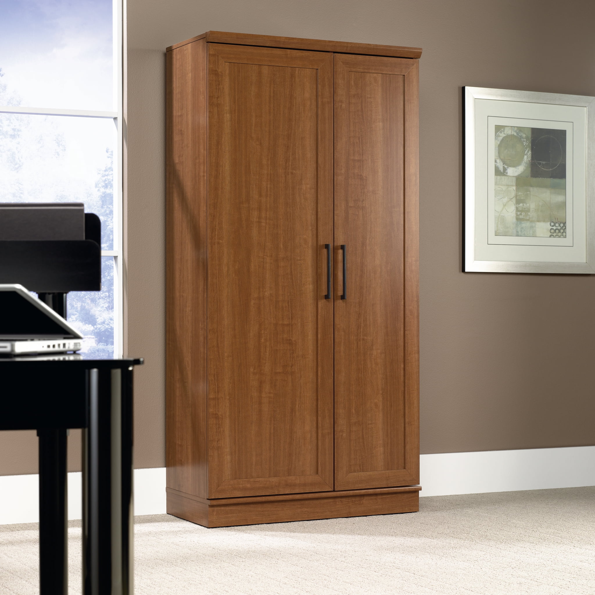 Sauder HomePlus 71 Tall 2-Door Multiple Shelf Wood Storage Cabinet, Soft White Finish