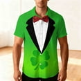 Tipsy Elves Men's St. Patrick's Day Hawaiian Shirt - Green St. Paddy's Button-Up, Comfort Stretch