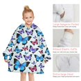 thumbnail image 6 of Lightblue Butterfly Pattern Blanket Hoodies for Kids 6-13YR Oversize Wearable Blanket Hoodies for Boys Girls Teens, 6 of 7