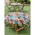 thumbnail image 3 of Outdoor Tablecloth with Umbrella Hole and Zipper, Abstract Beach Round Table Cloth 54 Inch Waterproof Tablecloth, Summer Colorful Coastal Ocean Sea Wave Picnic Table Cover for Patio Camping, 3 of 7
