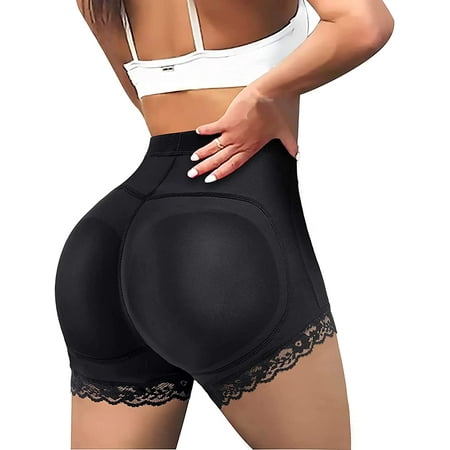 

Junlan Women Butt Lifter Shapewear Padded Lace Panties Seamless Hip Enhancer Body Shaper Tummy Control Boyshort Underwear(Black L)