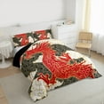 thumbnail image 3 of Homewish Cartoon Chinese Dragon Bedding Comforter Set for Adult, Stripes Cloud Twin Comforter Sets, Vintage Japanese Style Reversible Bedding Set, Super Cozy Room Decor, 2pcs, 3 of 8