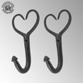 thumbnail image 2 of Renovators Supply Black Heart Style Coat and Robe Hooks 4 in. L Wrought Iron Powder Coat Finish Key and Towel Wall Mount Metal Hanger Hook Decor w/Screws Pack of 2, 2 of 9