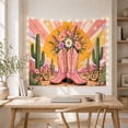 thumbnail image 5 of Pink Cowboy Boots with Daisies in Retro Western Sunset, Whimsical Boho Decor for Teen Girls, Country Art Print Birthday Gift, Tapestry Wall Hanging for Bedroom and Dorm, 5 of 7