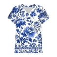 thumbnail image 5 of ITSAME Women's Short Sleeve Blouse, Summer 2025 Floral Prints V Neck Fashion Casual Dressy Tops Blue 3XL, 5 of 5
