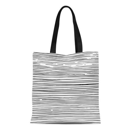 ASHLEIGH Canvas Tote Bag Abstract Black Lines Canvas Doodle Drawn Hand Handdrawn Ink Durable Reusable Shopping Shoulder Grocery