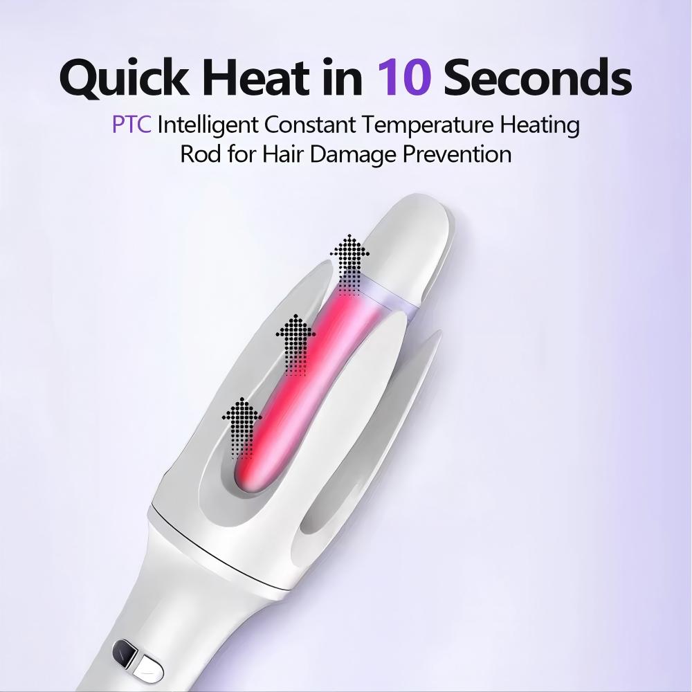 Automatic Curling Iron, Negative Ion Hair Curling Wands with 3 Temperature & Automatic Shut-Off & 30s Fast Heating, Portable Anti-Tangle Rotating Curling Iron for Hair Styling for Home Travel (US)