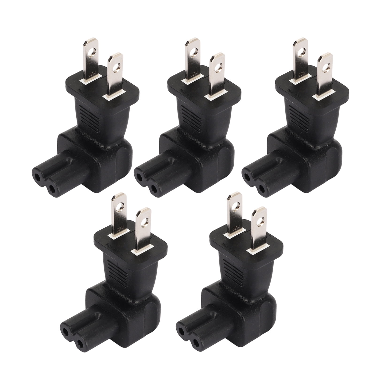90 Degree AC Power Plug Adapter, US Plug 5pcs 2 Prong Right Angle AC