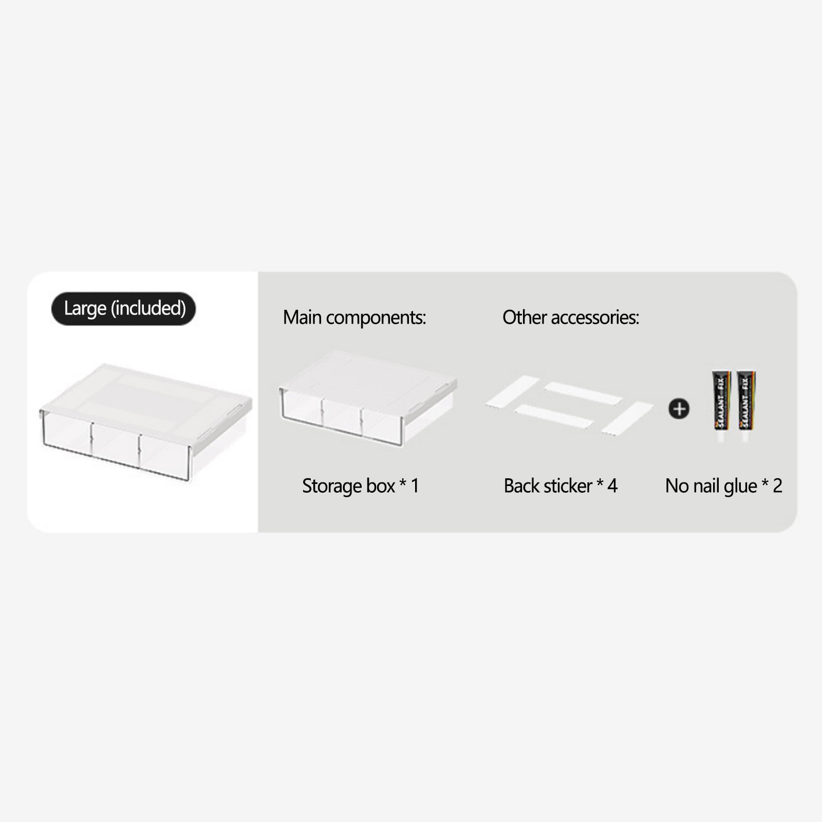 VOAVEKE Drawer Organizer, Underdrawer Adhesive Underdesk Storage Self-Adhesive Underdesk Drawer Slides Adhesive Underdesk Organizer For Drawers Hidden Sto