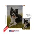 thumbnail image 1 of Breeze Decor 10077 Pets Border Collie 2-Sided Vertical Impression House Flag - 28 x 40 in., 1 of 1
