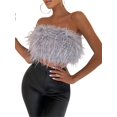 thumbnail image 2 of Women Feather Vest Sleeveless Solid Color Strapless Fluffy Backless Slim Fit Tube Tops, 2 of 5