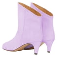 thumbnail image 2 of XYD Women Classical Low Kitten Heel Pull On Short Bootie Closed Pointy Toe Ankle Boots Dressy Daily Graceful Shoes Size 7 Purple, 2 of 4