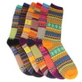 thumbnail image 5 of Women's Colorful Patterned Socks - Vintage Knitted Fashion Novelty Funky Crazy Designer Argyle Striped Dress Cotton Over the Calf Socks - Color 5 - Size Large - 1 Pair, 5 of 5