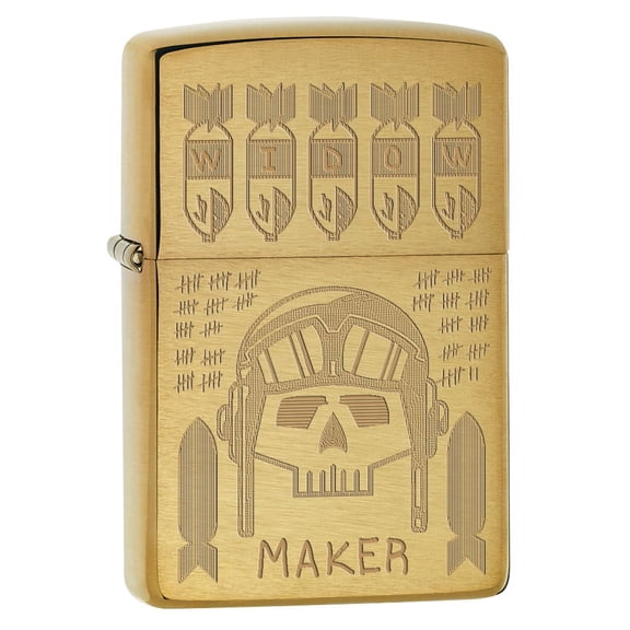 Zippo Lighter: Widow Maker, Trench Art - Brushed Brass