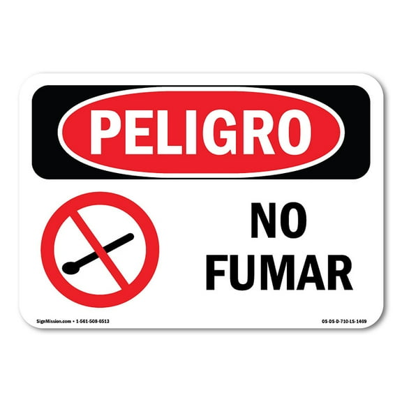 SignMission OS-DS-A-1014-LS-1469 10 x 14 in. OSHA Danger Sign - No Smoking Spanish