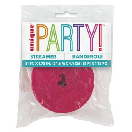 Unique Industries Hot Pink Solid Print Birthday Party Streamers, 1.75"x 81' (Pack of 8)