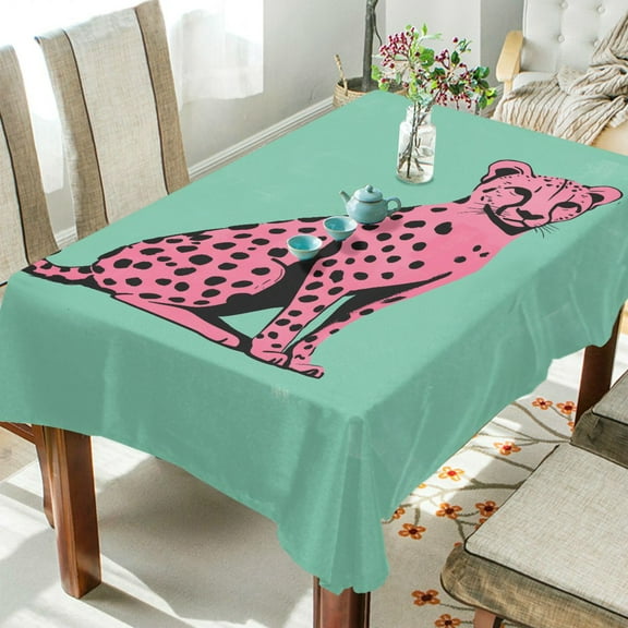 Yayeee Tablecloths 54" x 54" Rectangle Wrinkle Resistant Party Table Cover, Pink Cheetah