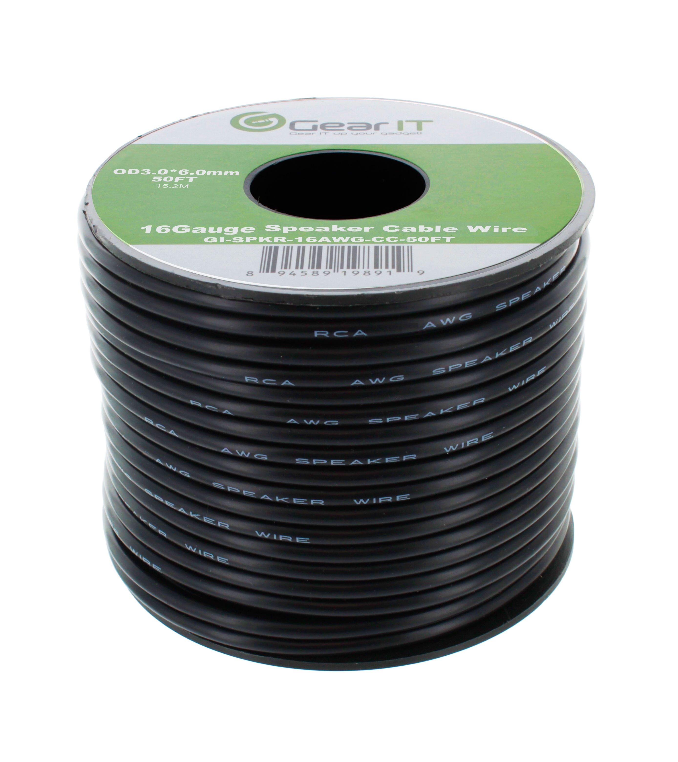 Speaker Wire , 16Gauge Speaker Wire, GearIT 16AWG (50 Feet / 15.24